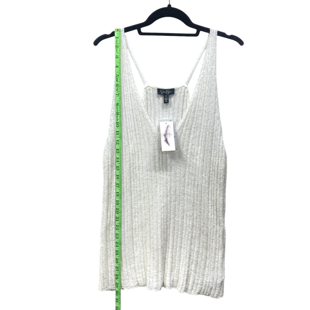 Jessica Simpson Edith Sweater Tank Top, Size XL, White Racerback V-Neck, NEW - Picture 8 of 14